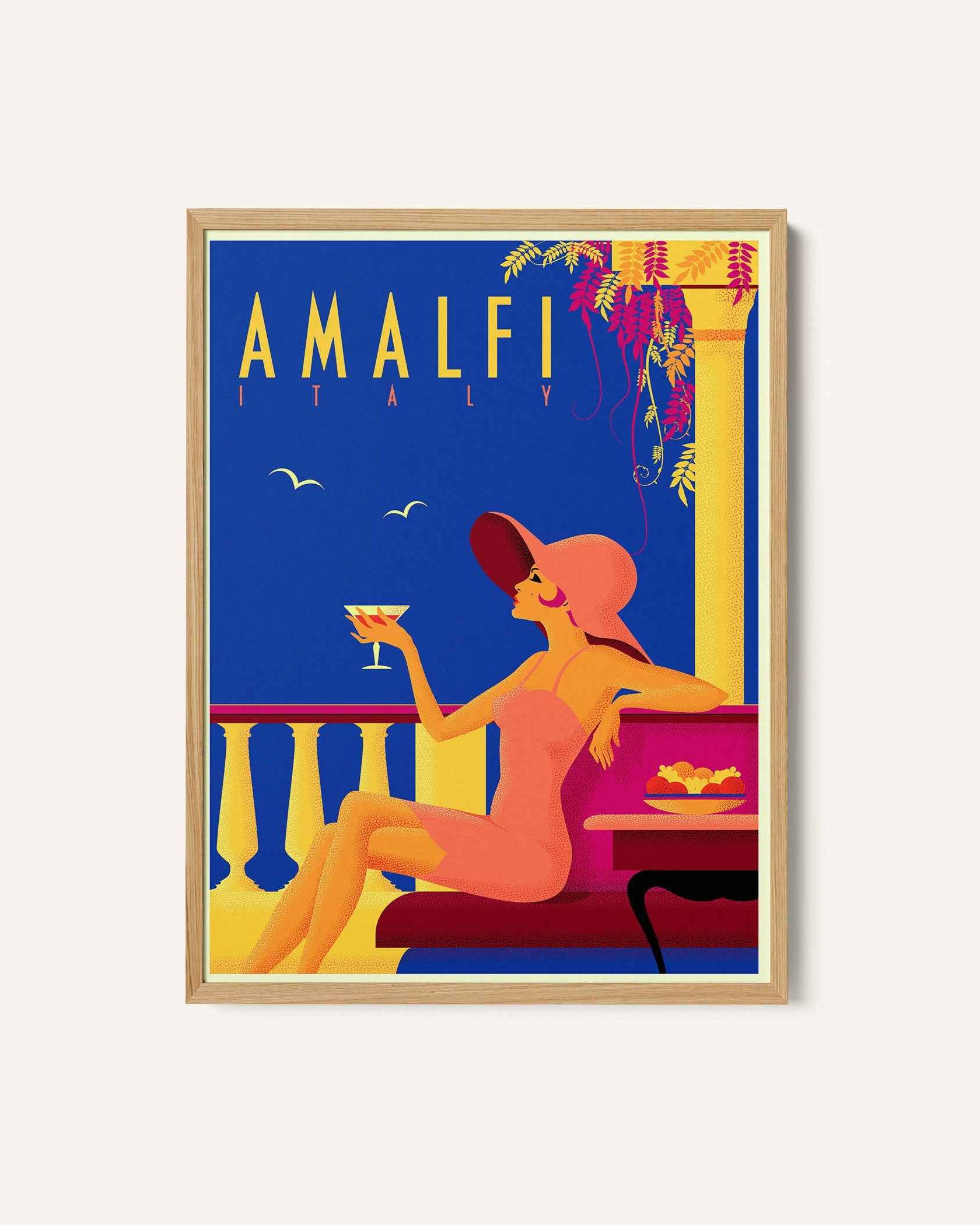 BW SEP Amalfi Travel Poster Print