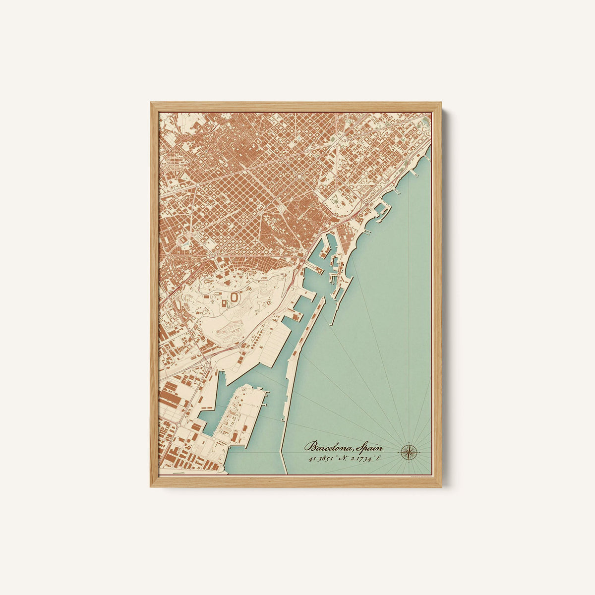 Barcelona Spain Vintage Map 07