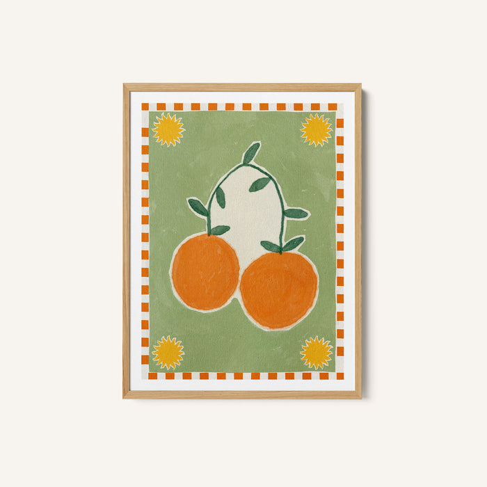 Orange Fruit On Green Background