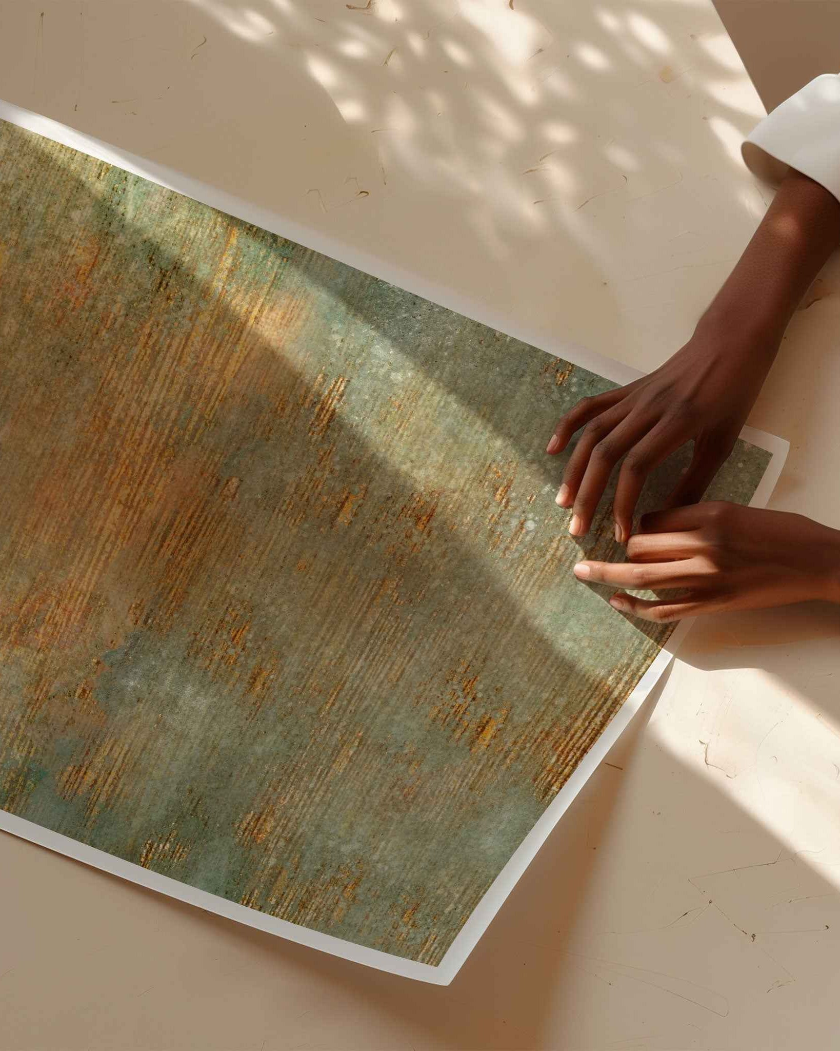 Abstract Green Gold Art