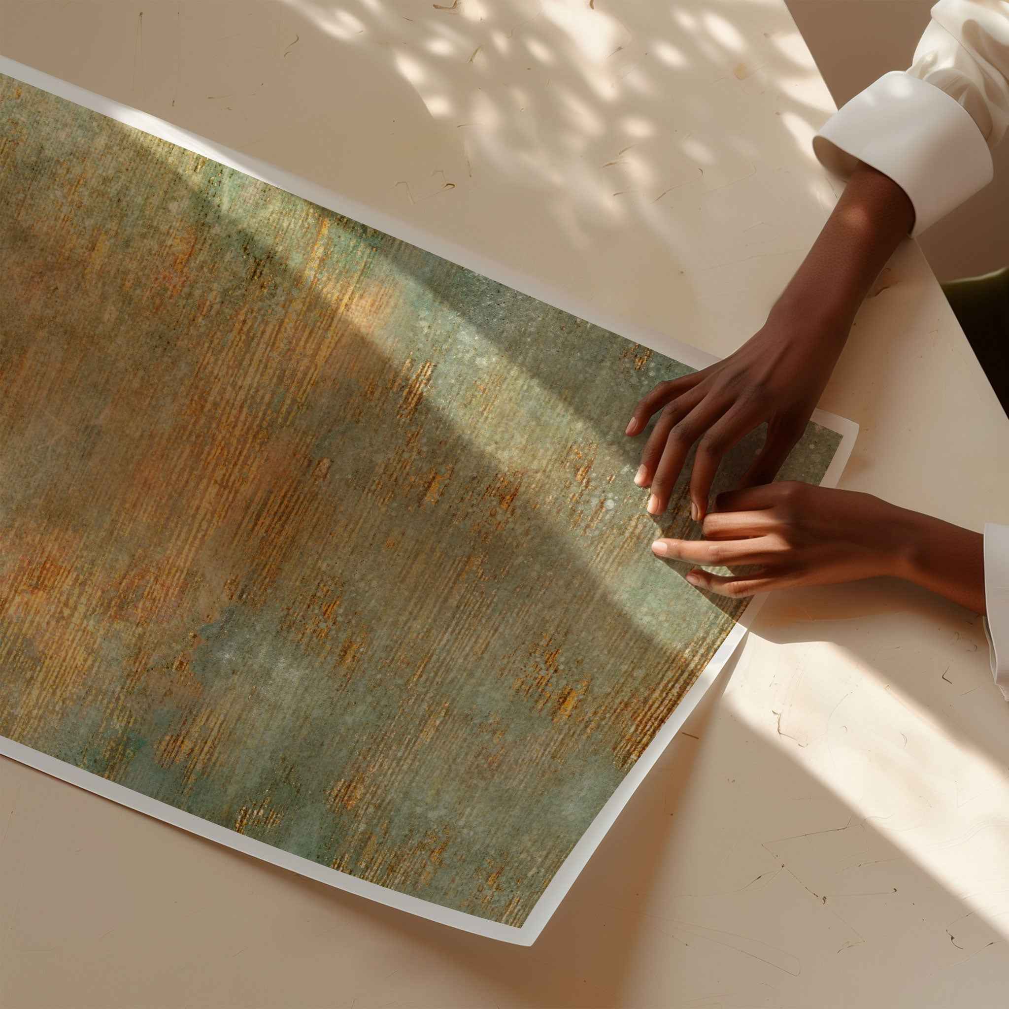 Abstract Green Gold Art