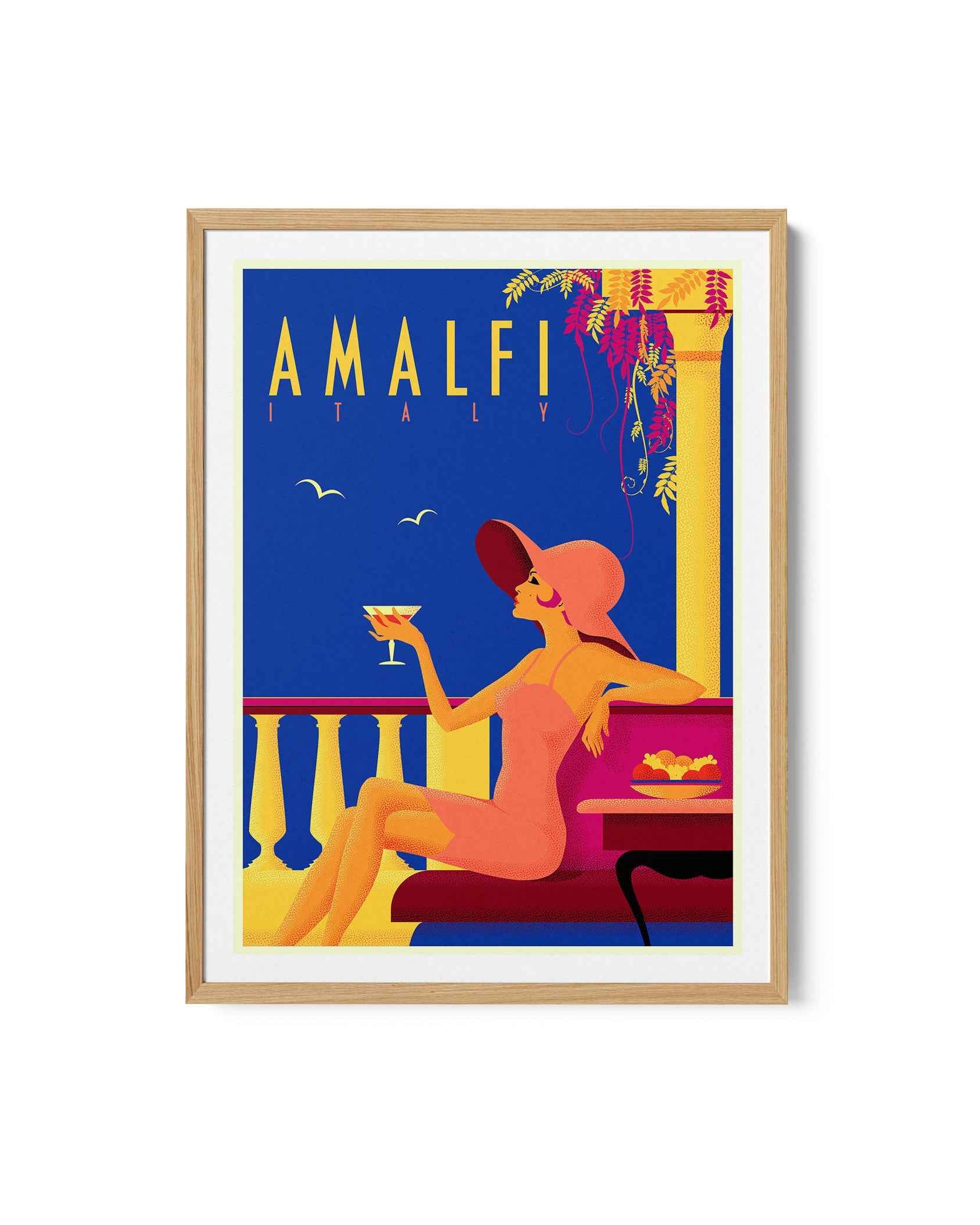 BW SEP Amalfi Travel Poster Print
