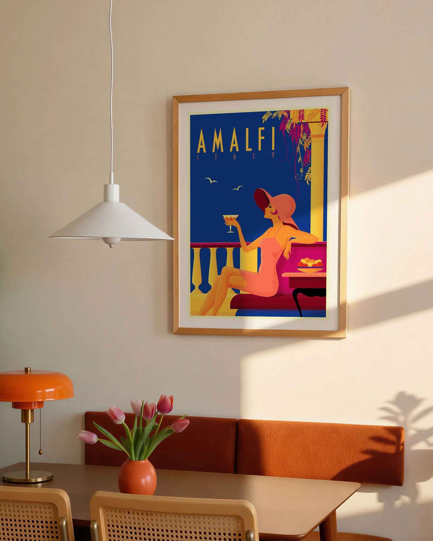 BW SEP Amalfi Travel Poster Print