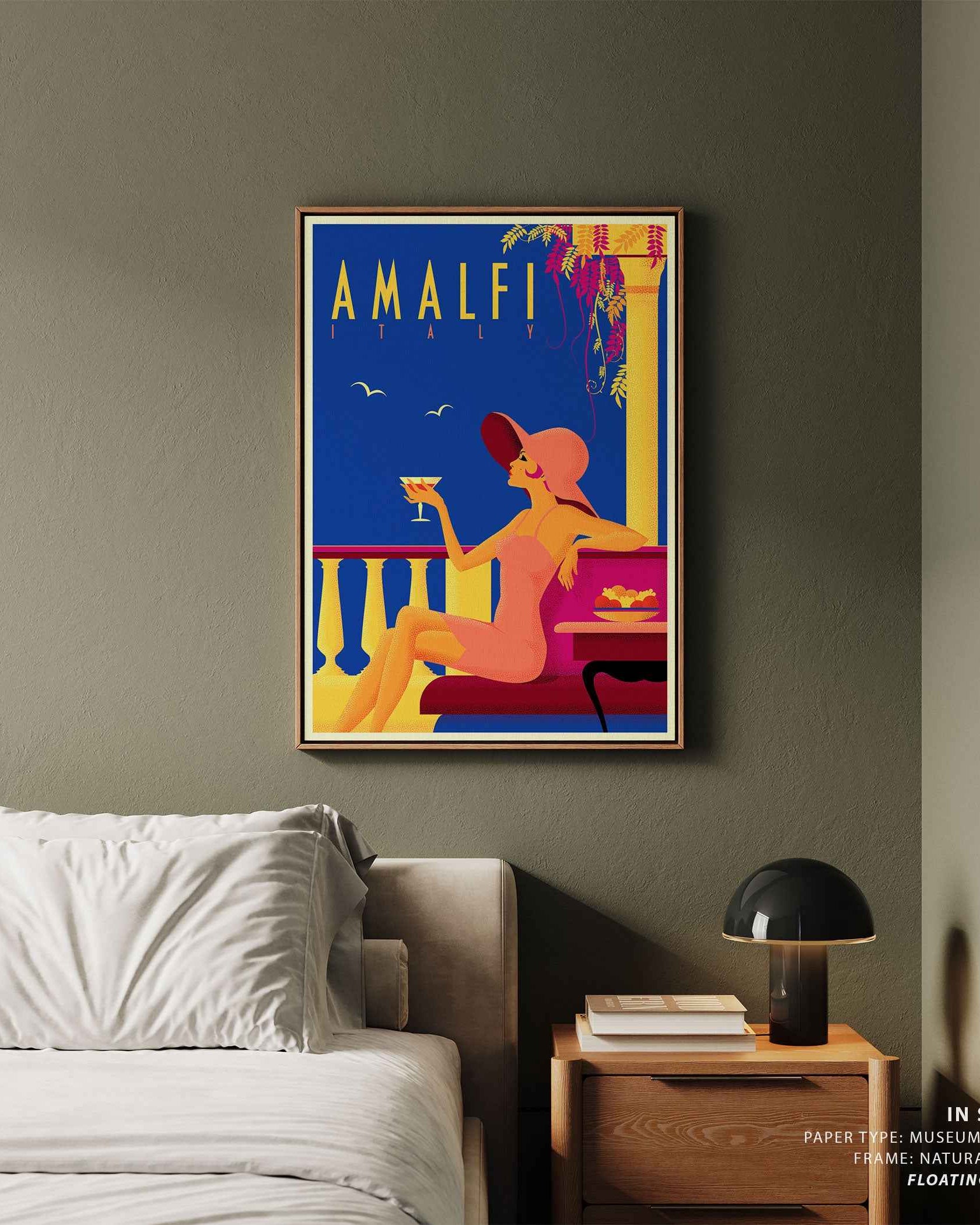 BW SEP Amalfi Travel Poster Print