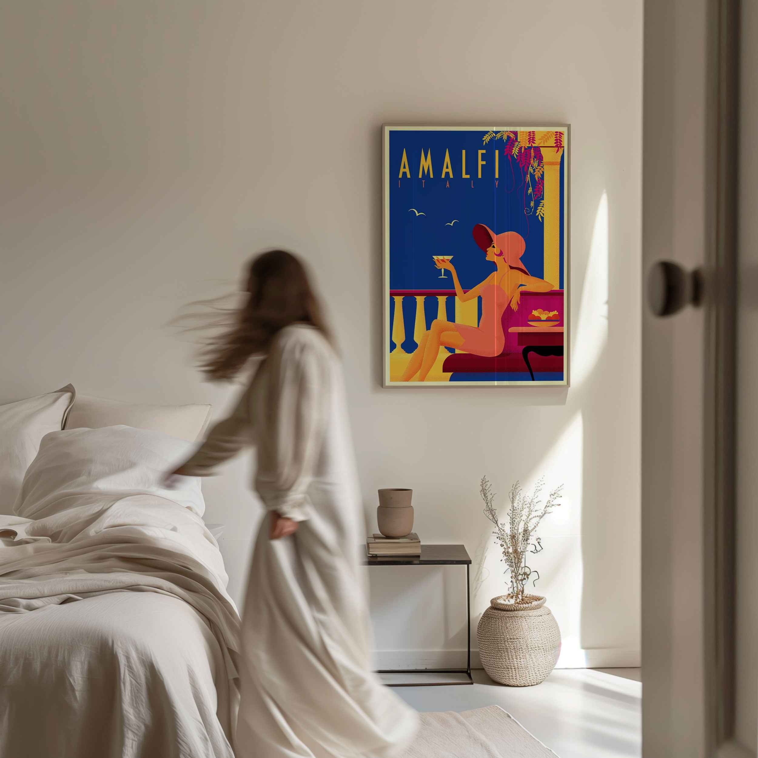 BW SEP Amalfi Travel Poster Print
