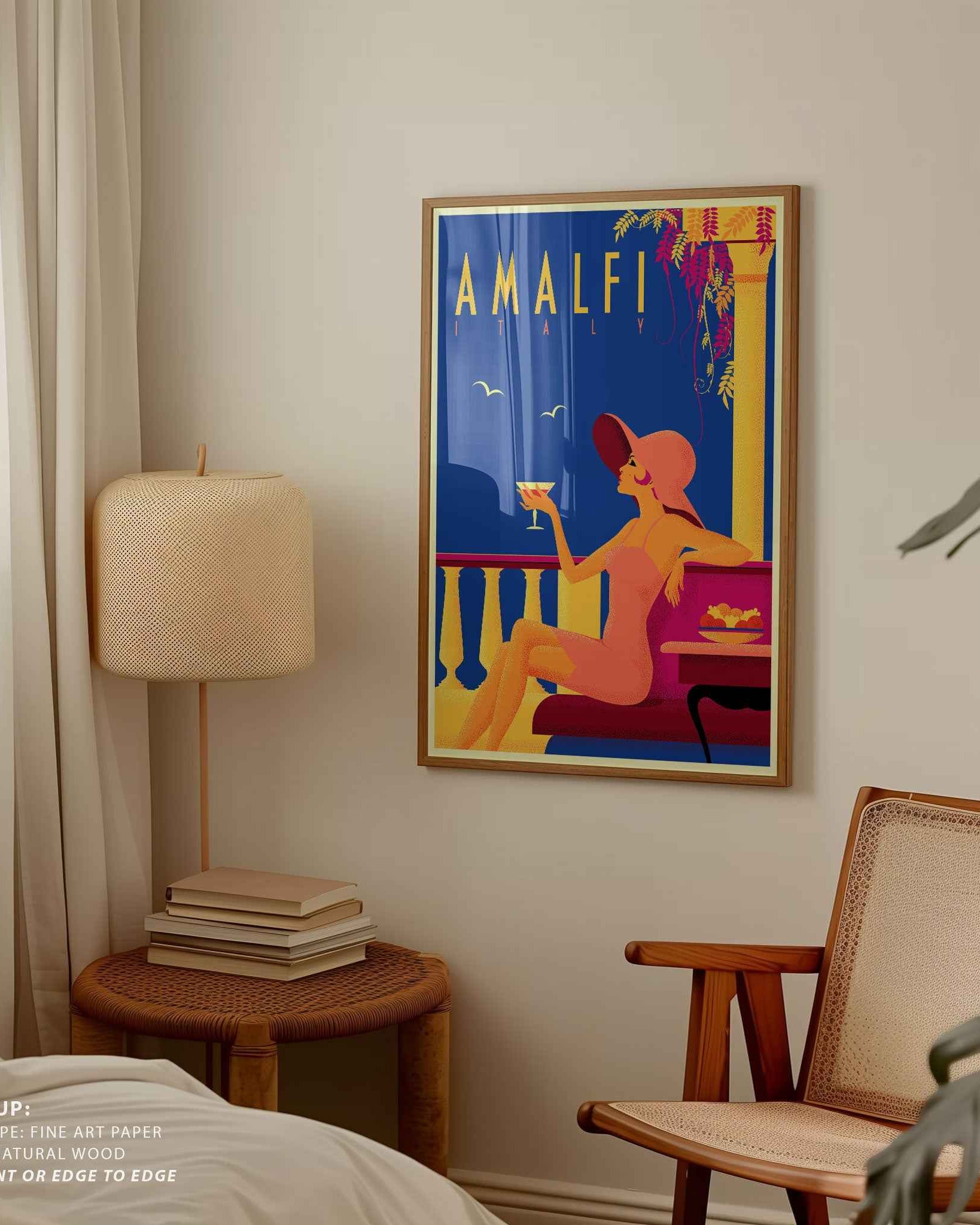 BW SEP Amalfi Travel Poster Print