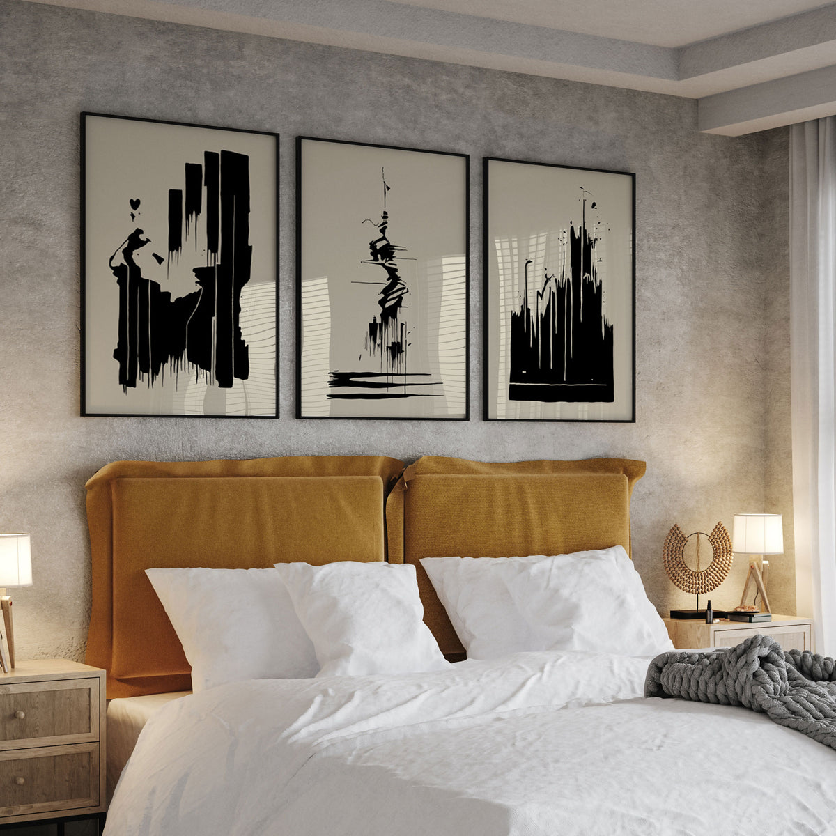 Banksy Set of 3 Minimalist Neutral