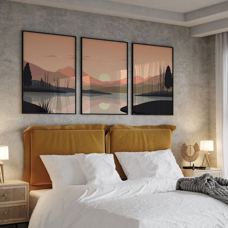 Minimalist Sunset Mountains Range