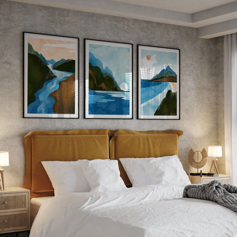 Scandinavian Style. Abstract Geometric Mountain Landscape II