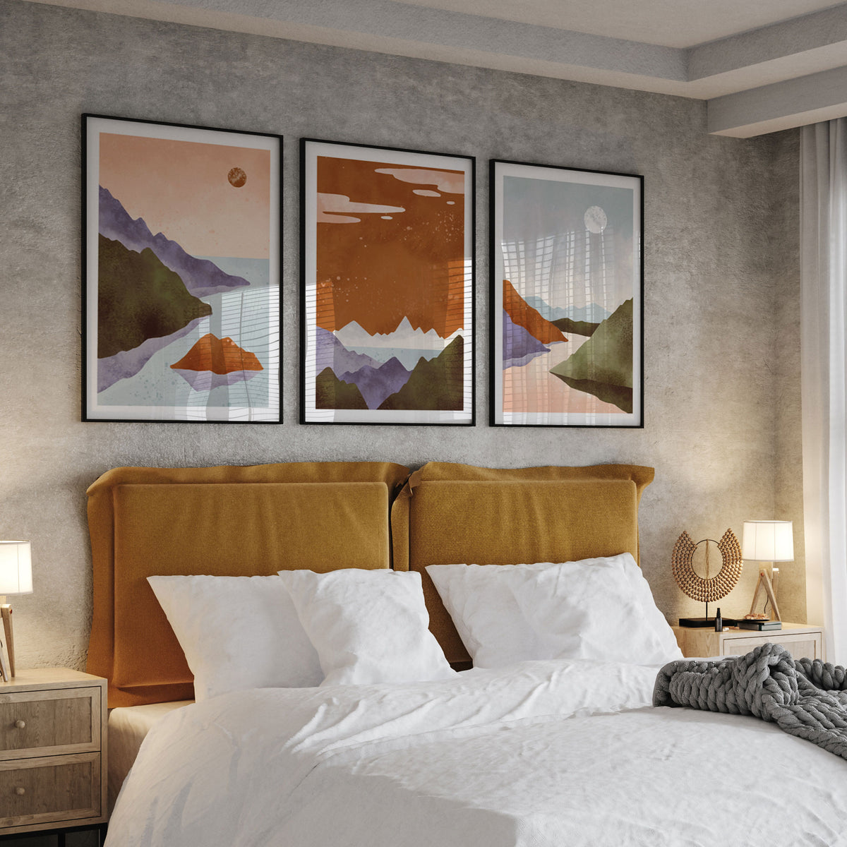 Scandinavian Style. Abstract Geometric Mountain Landscape