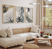 Boho Leaves Abstract Minimal, Set of 3, Set of Three Paintings – image 3