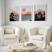 Boho wall art, Abstract Landscape Mountain Trees, Boho Decor Minimalist art – image 4