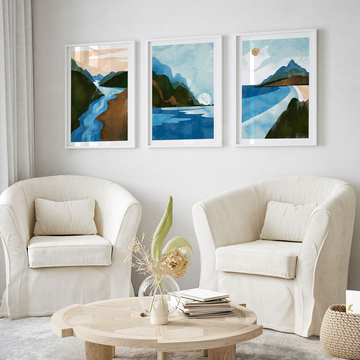 Scandinavian Style. Abstract Geometric Mountain Landscape II