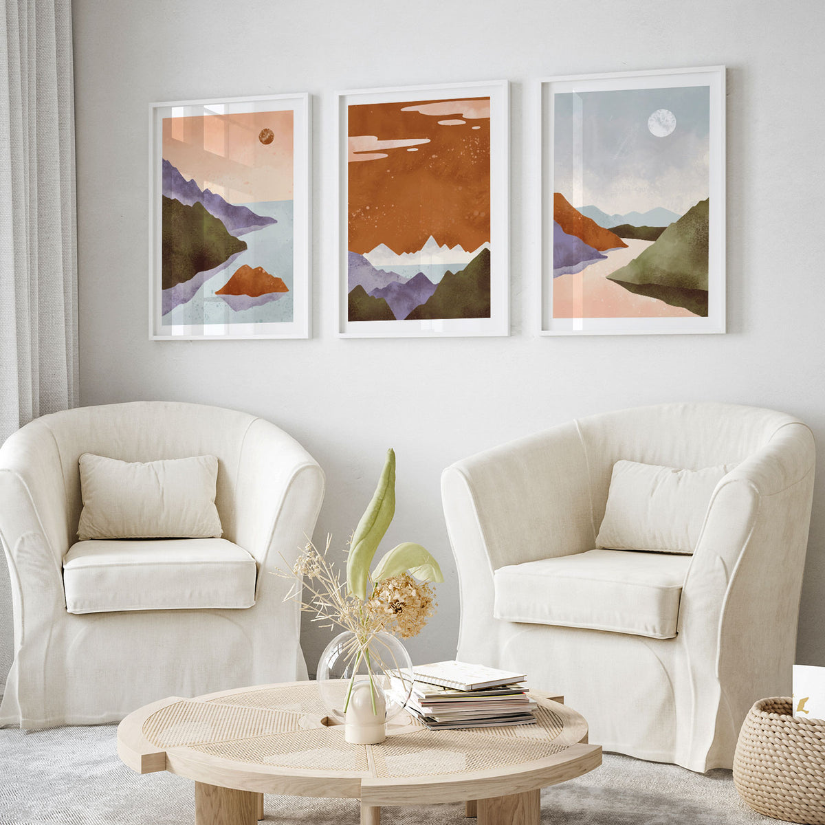 Scandinavian Style. Abstract Geometric Mountain Landscape