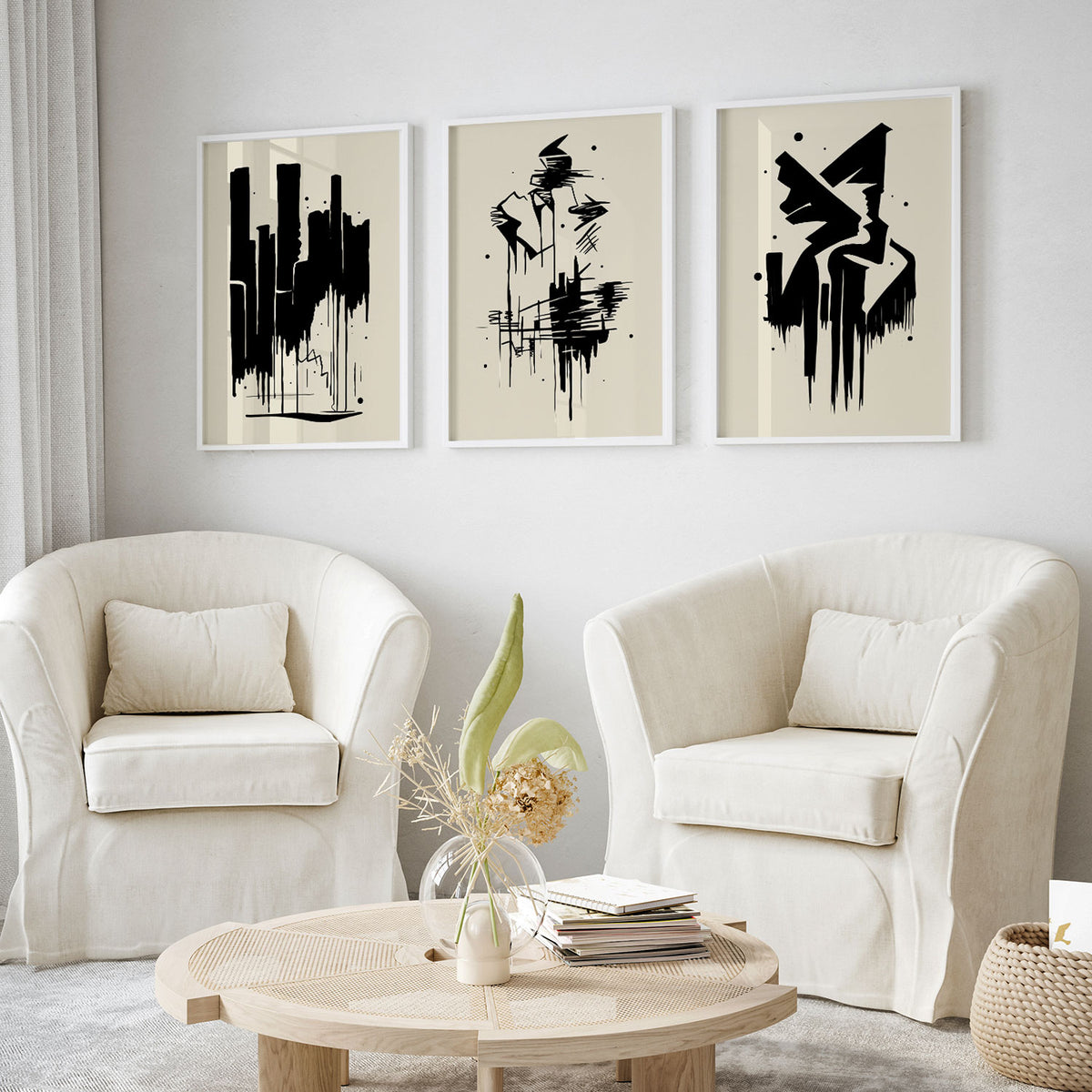 Set of 3 Banksky Inspired Neutral