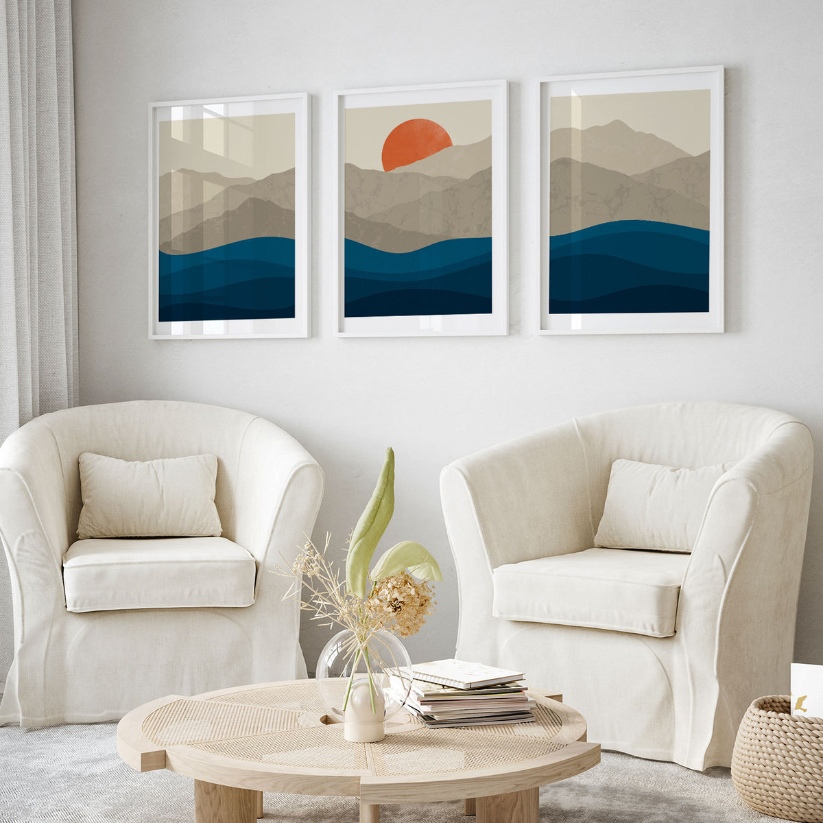 Sunset Mountain and Water Minimalist