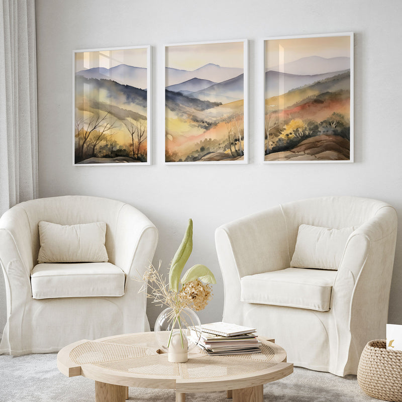 Watercolor Mountain Forest