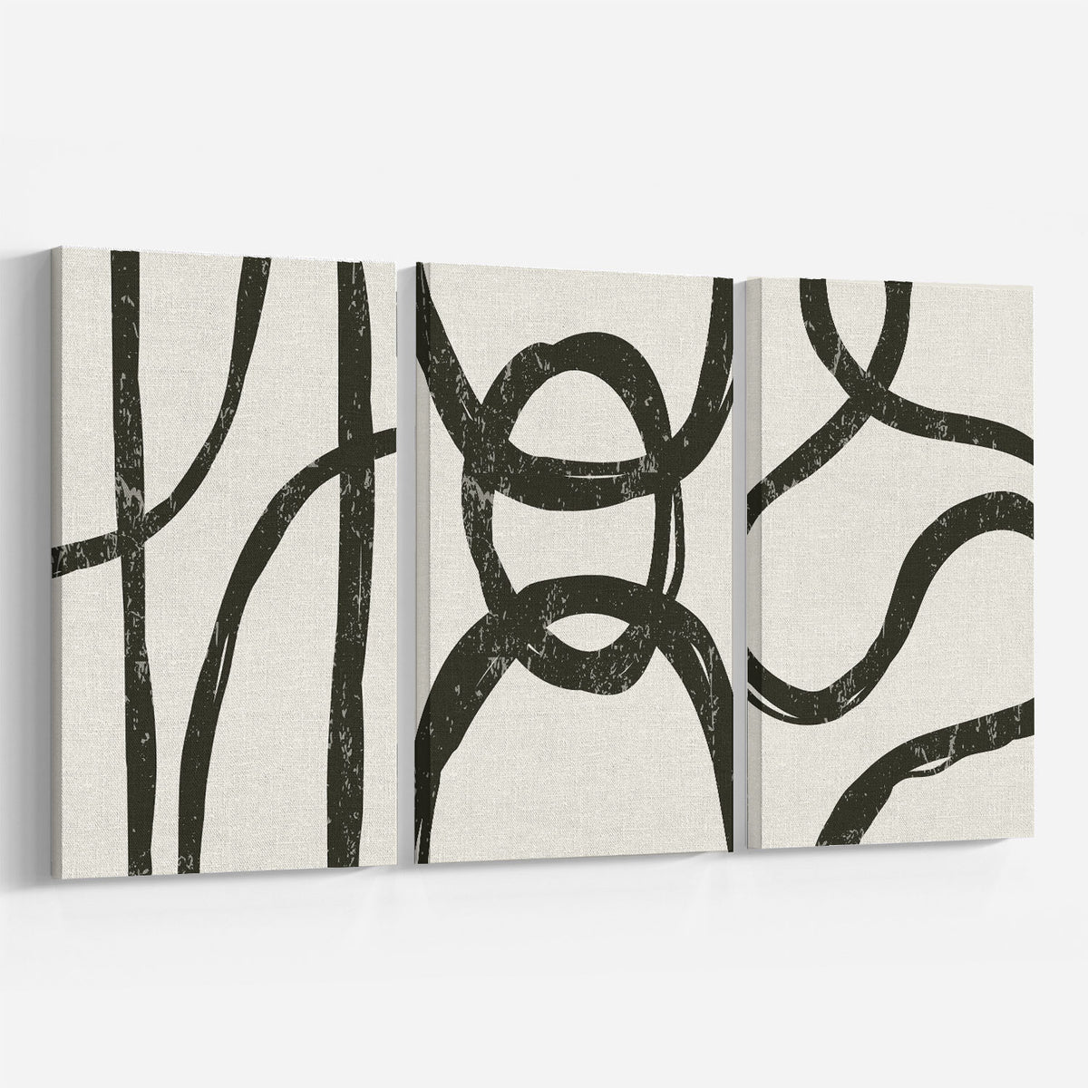 Mid Century Modern Wall Art Set with Abstract. Minimalist Trendy
