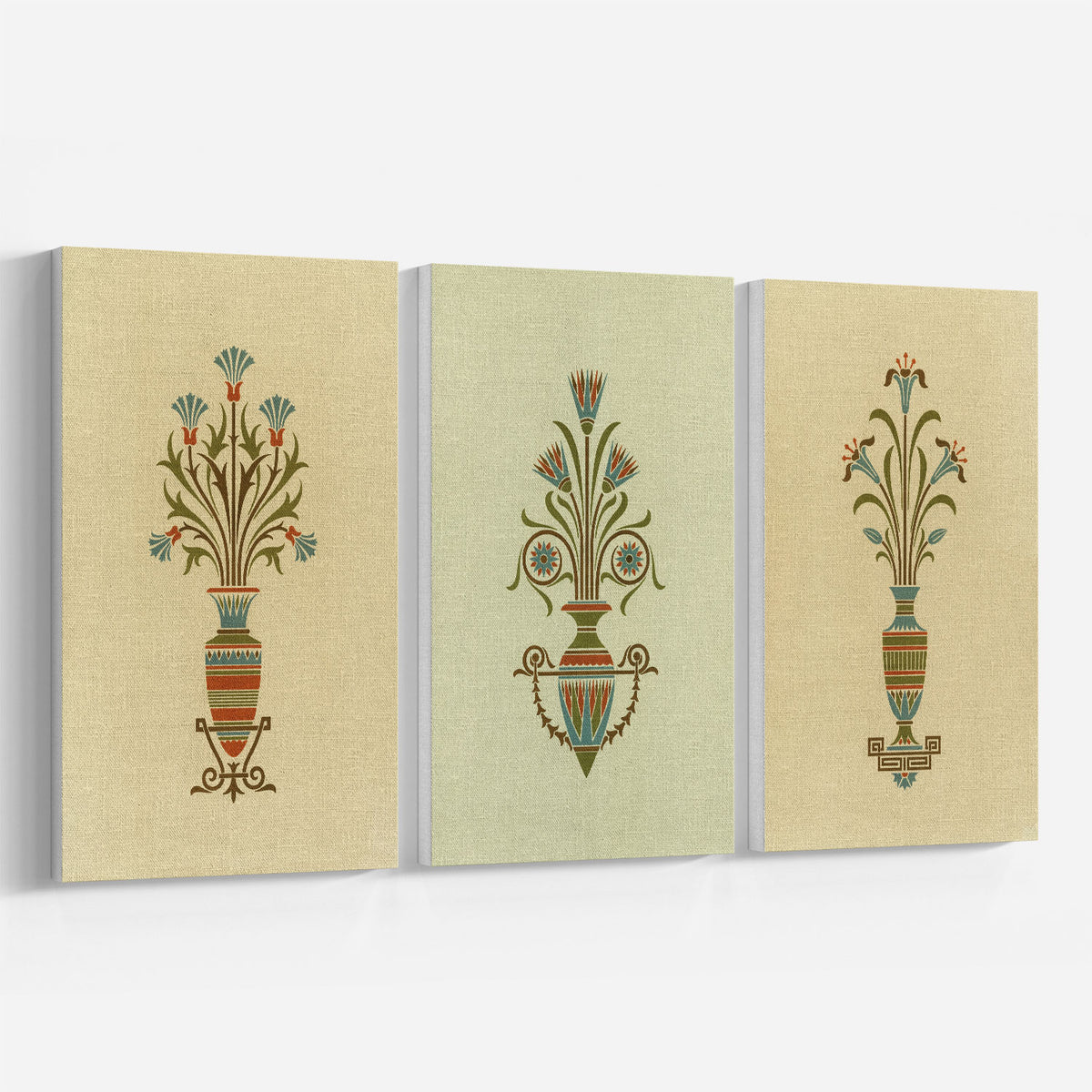 Mughal Motifs, Flower Motif, Set of 3, Set of Three Paintings