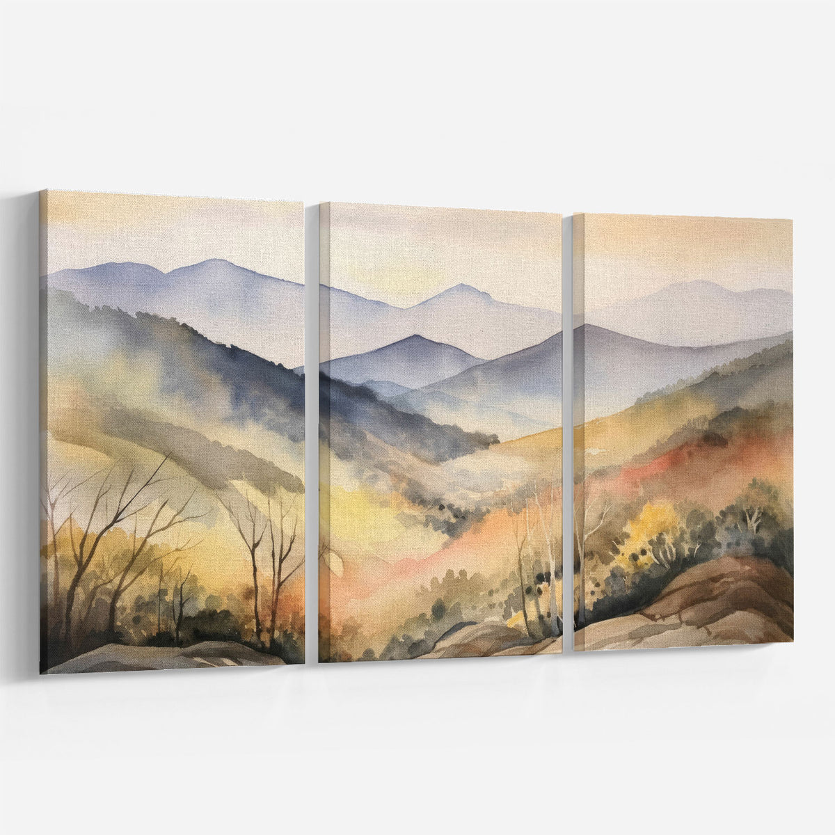 Watercolor Mountain Forest