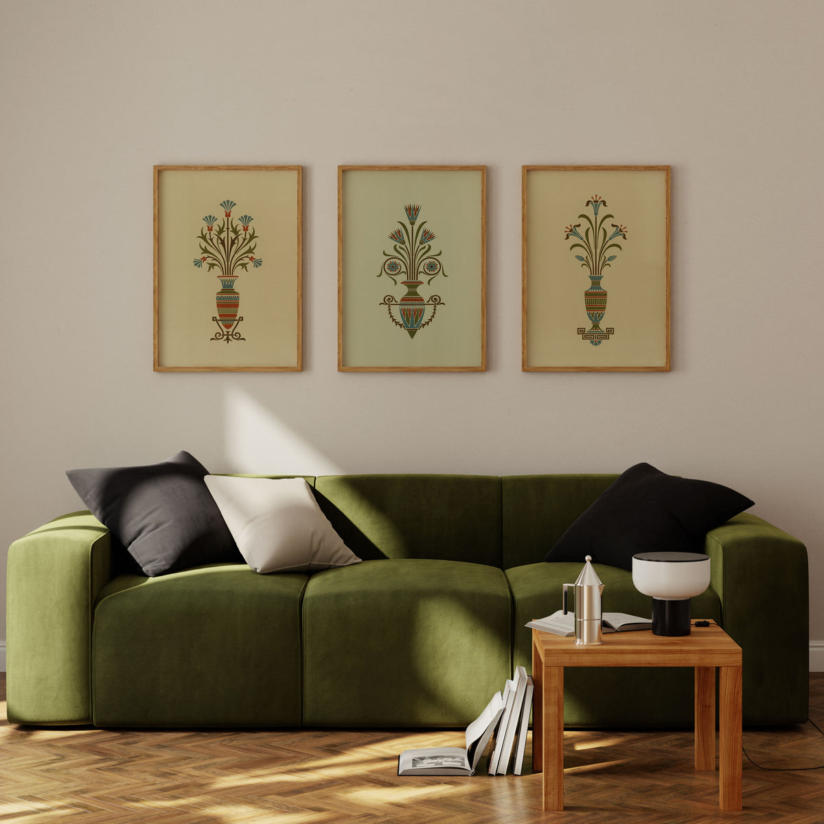 Mughal Motifs, Flower Motif, Set of 3, Set of Three Paintings