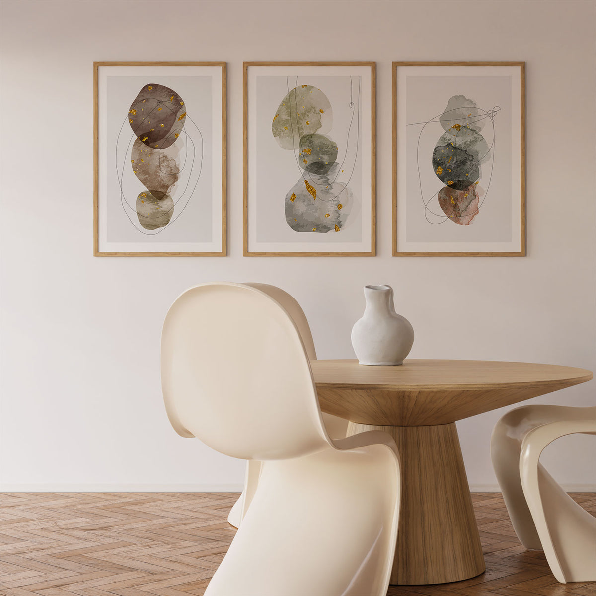 Abstract Geometry Watercolor Style Modern Art