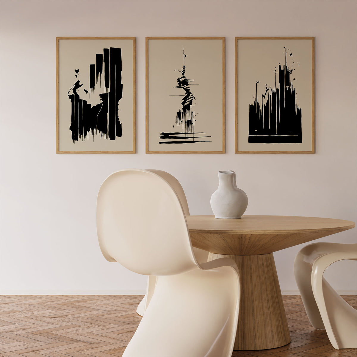 Banksy Set of 3 Minimalist Neutral