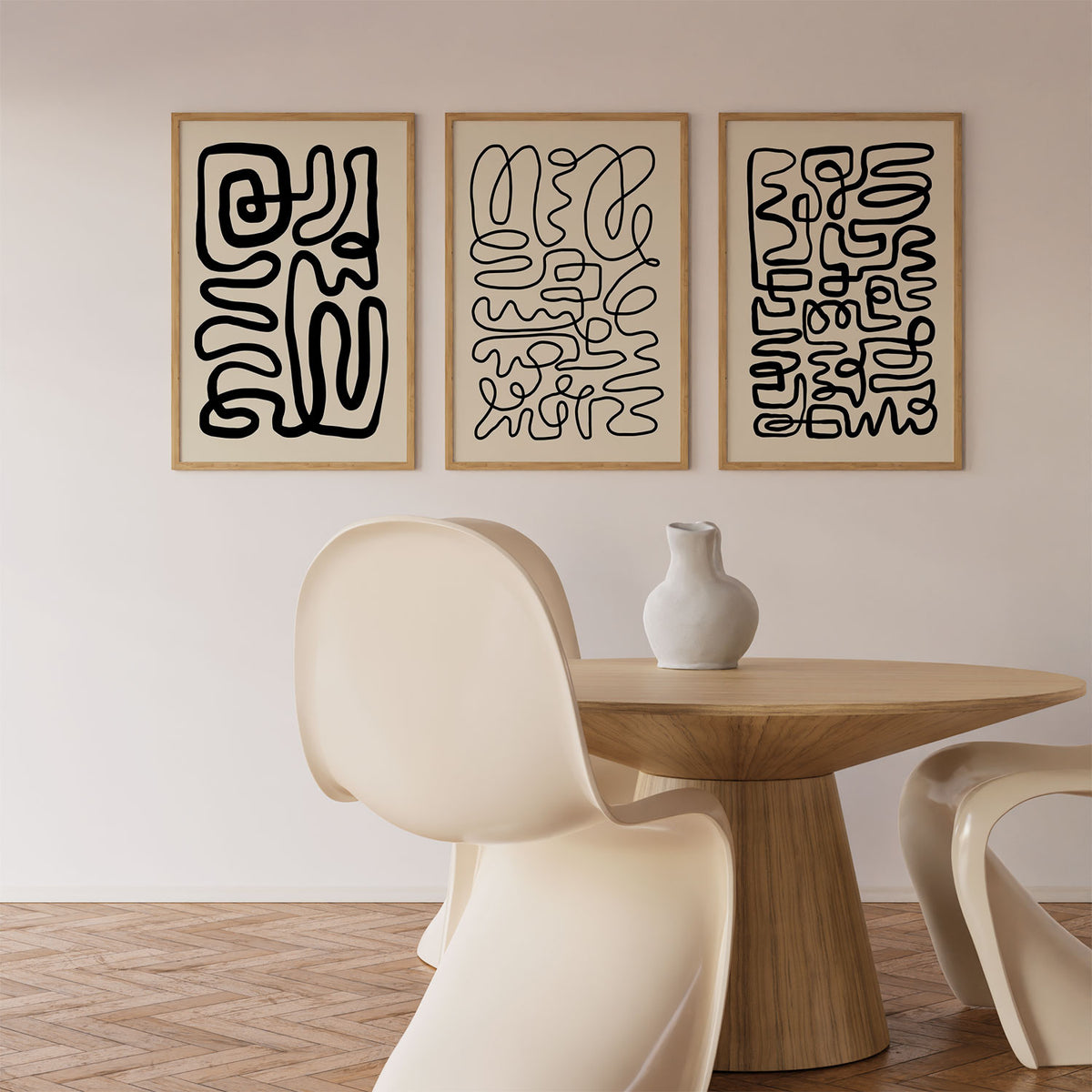 Line Art Doodle Neutral Beige