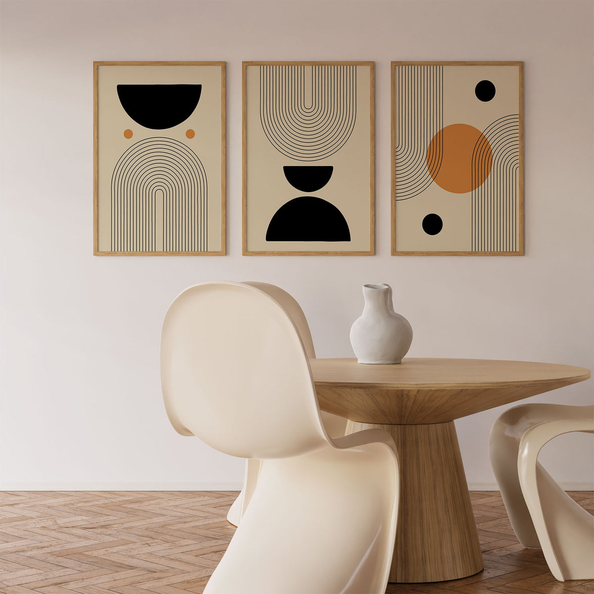 Mid Century Modern Wall Art Shapes, Minimalist Trendy