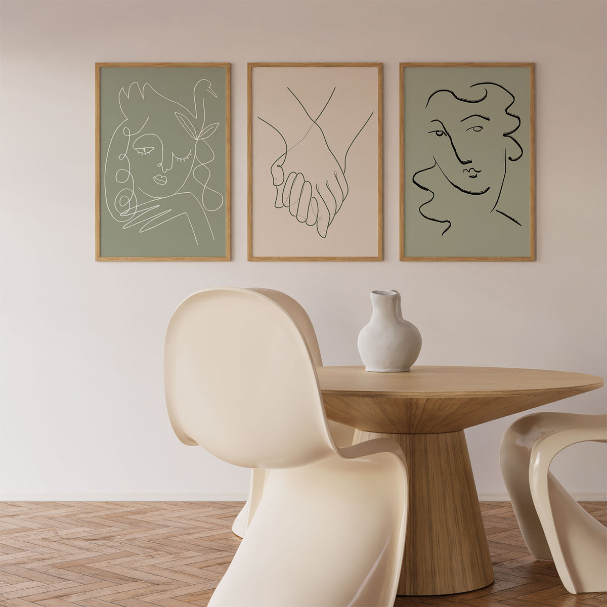 Sage Green Minimalist Line Art