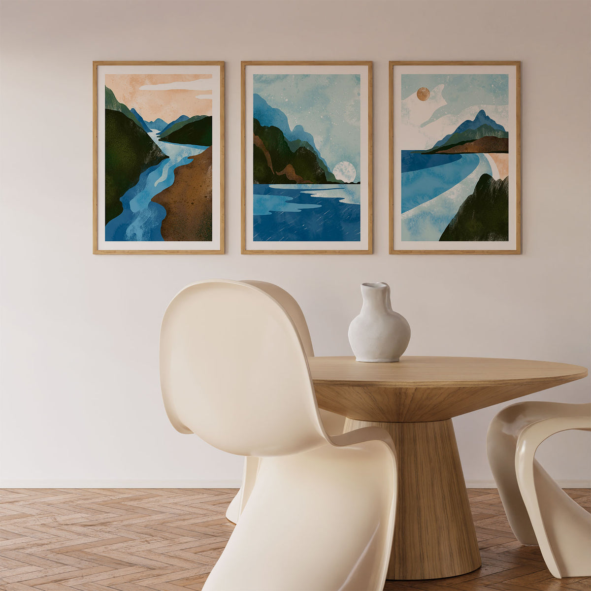 Scandinavian Style. Abstract Geometric Mountain Landscape II