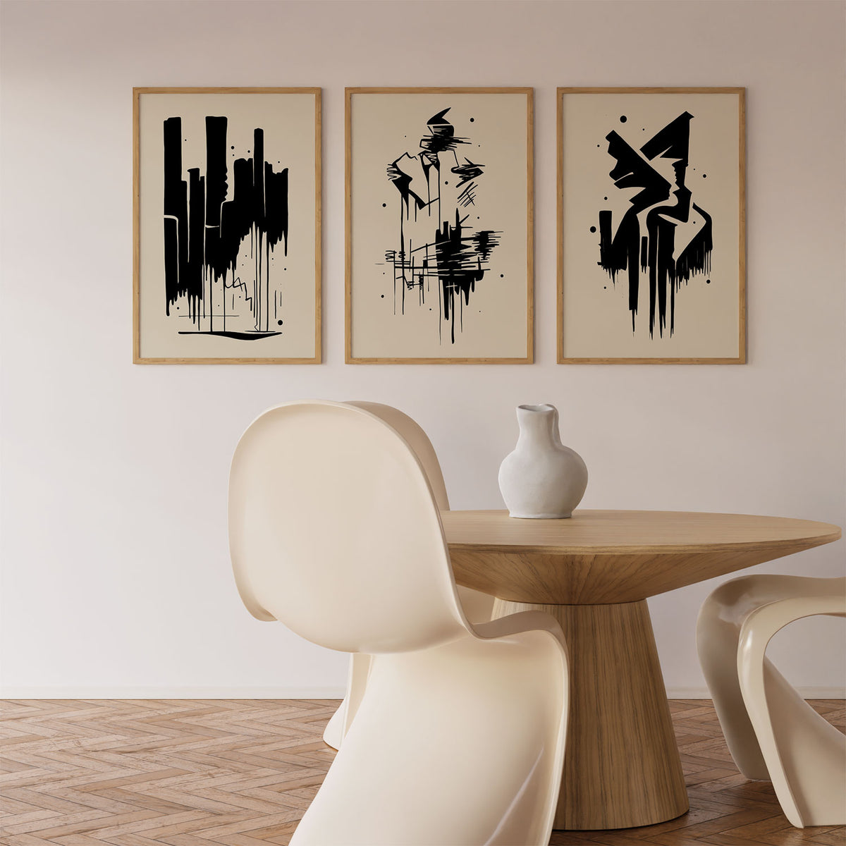 Set of 3 Banksky Inspired Neutral