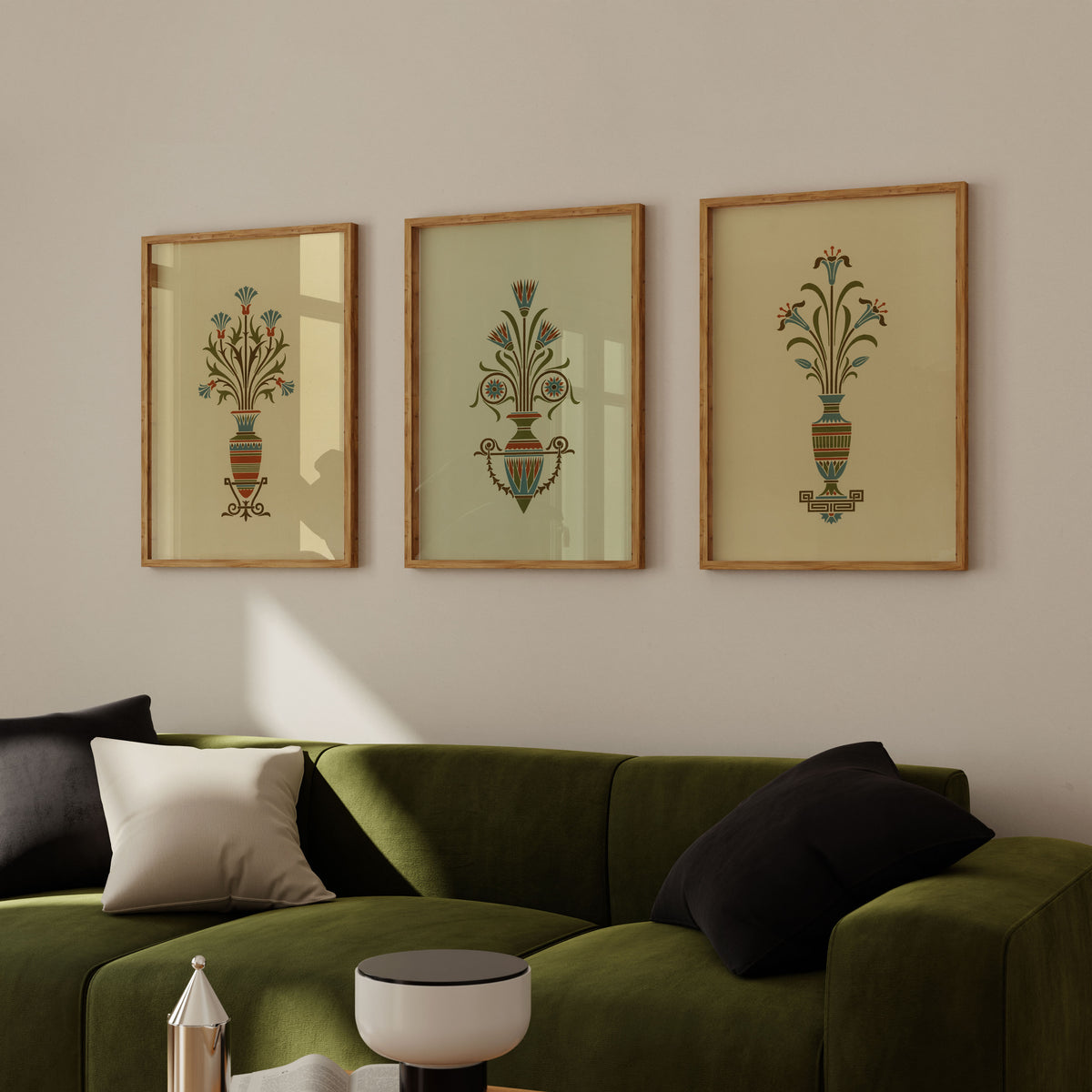 Mughal Motifs, Flower Motif, Set of 3, Set of Three Paintings