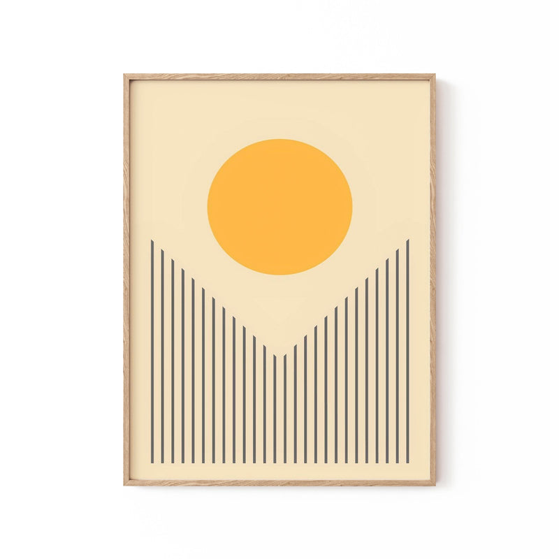 Minimalist Abstract Sun Dawn 1, Geometric Art Paintings