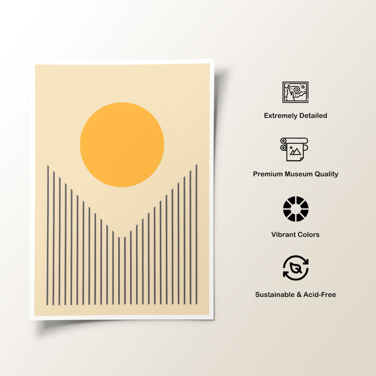 Minimalist Abstract Sun Dawn 1, Geometric Art Paintings