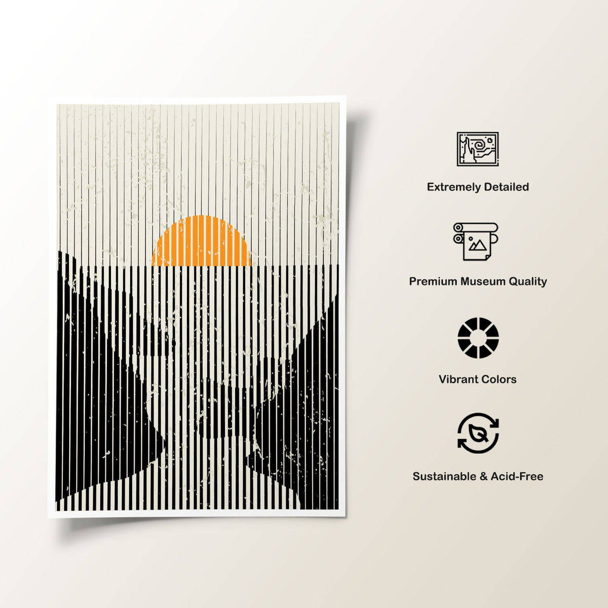 Mountains and Sun 01, Minimalist Art Painting
