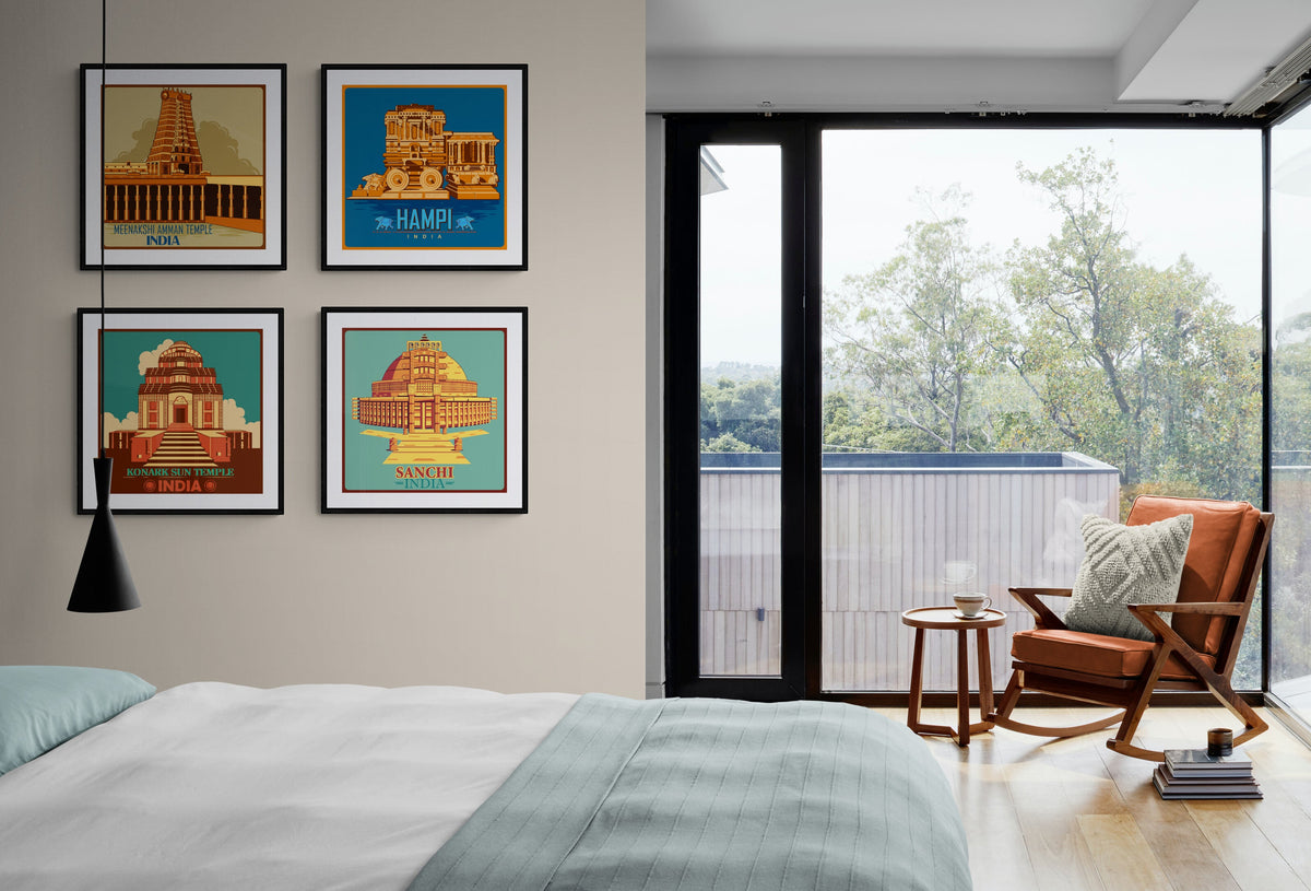 Indian Gallery Wall Art set of 4 Indian Monuments, Indian Heritage