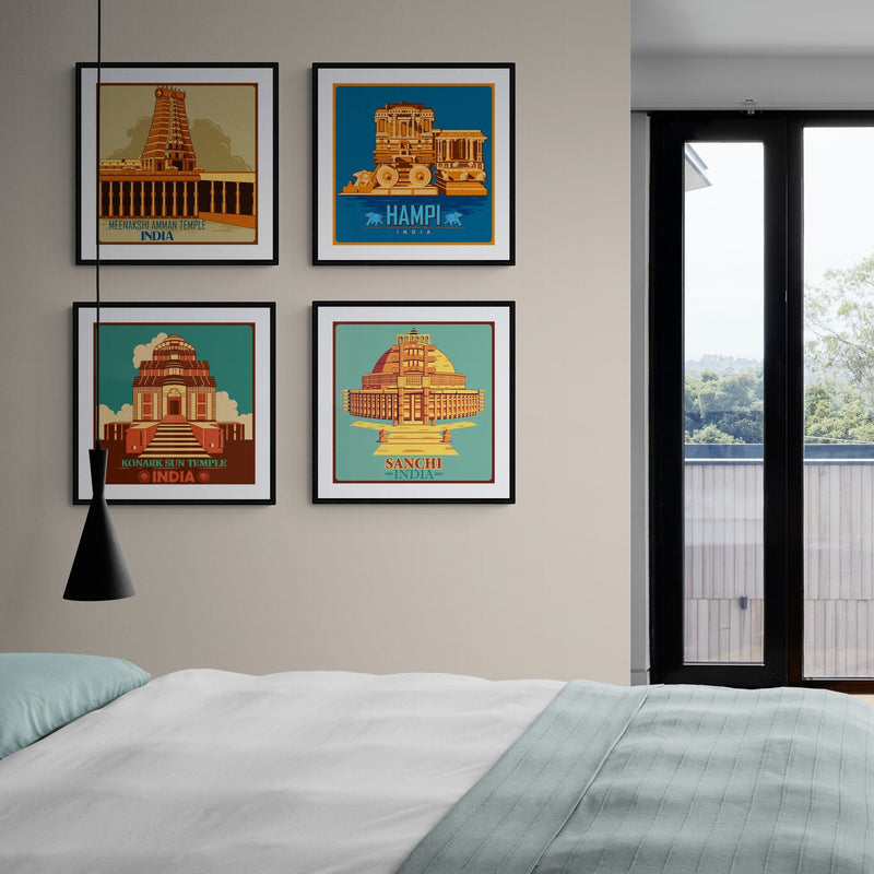 Indian Gallery Wall Art set of 4 Indian Monuments, Indian Heritage