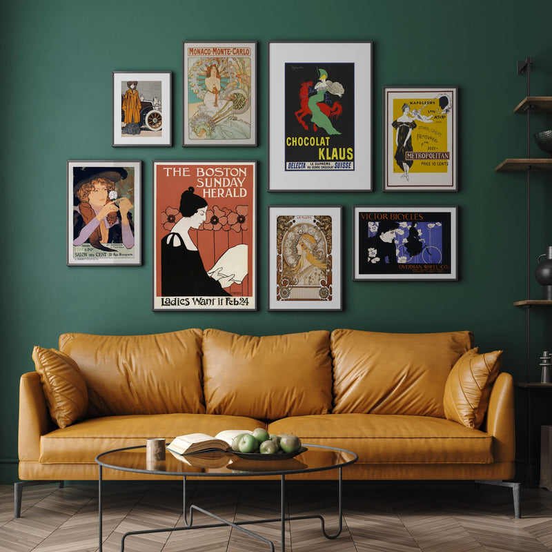 Art Nouveau Set of 8, Vintage Wall Art, Gallery Wall Sets