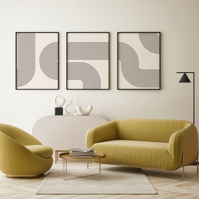 Abstract Lines Geometry Art Set of 3, Modern Wall Art, Boho Art, Minimalist Art