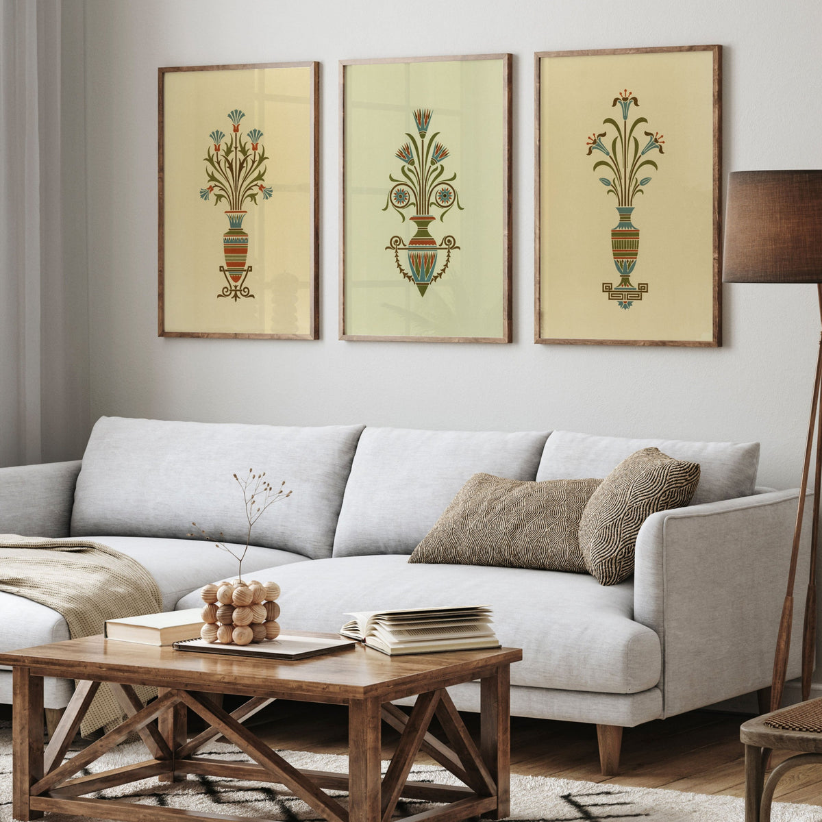 Mughal Motifs, Flower Motif, Set of 3, Set of Three Paintings