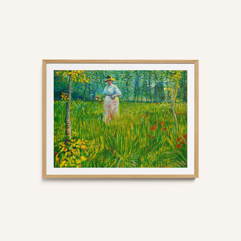 A Woman Walking in a Garden