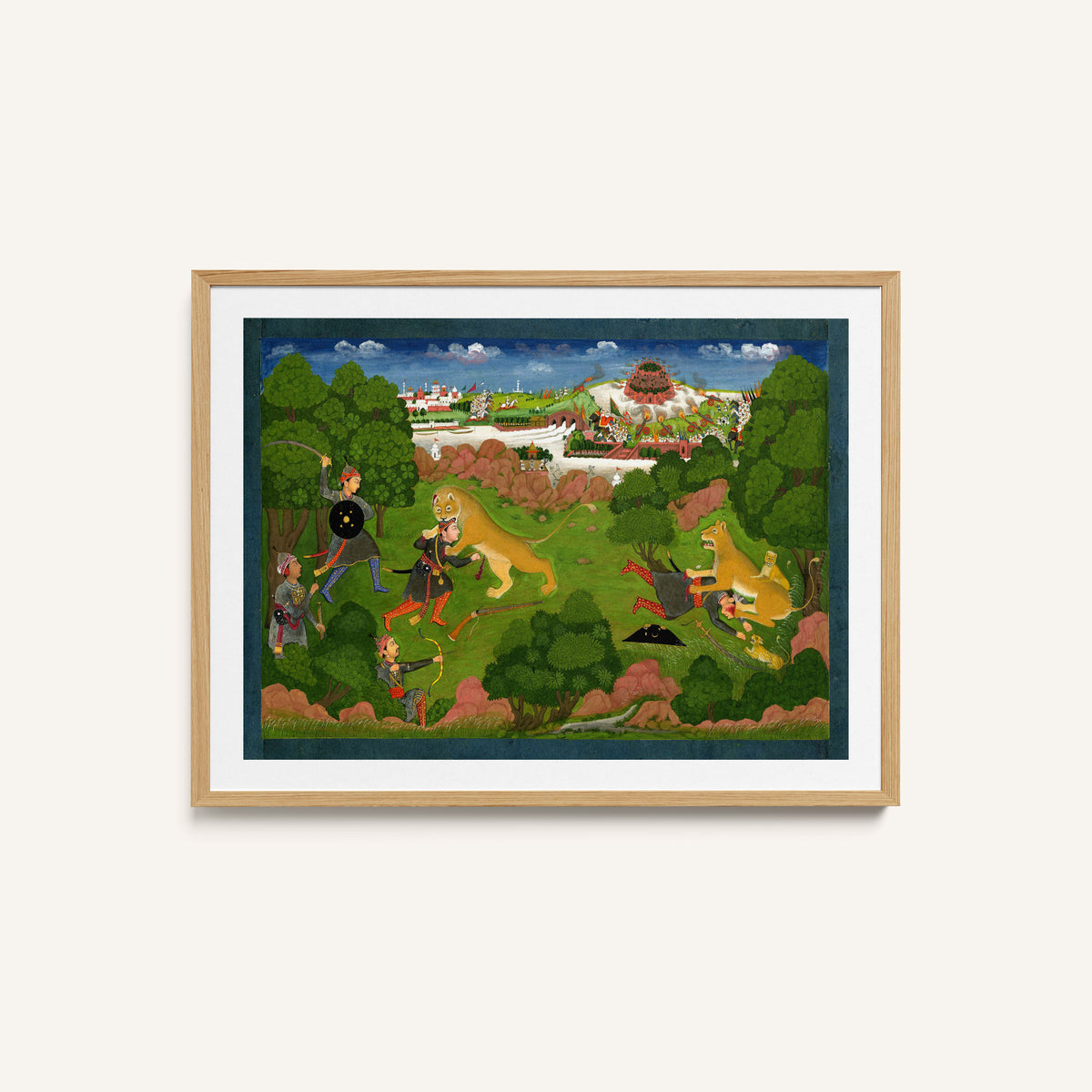 A Lion Hunt Where Two Hunters are Being Mauled by Their Prey