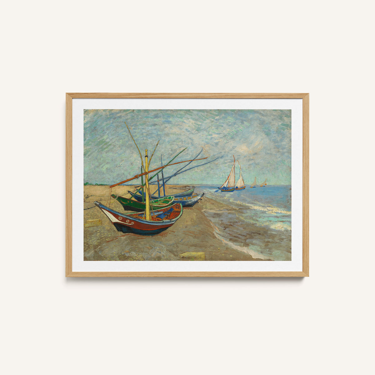 Fishing Boats on the Beach Van Gogh Painting
