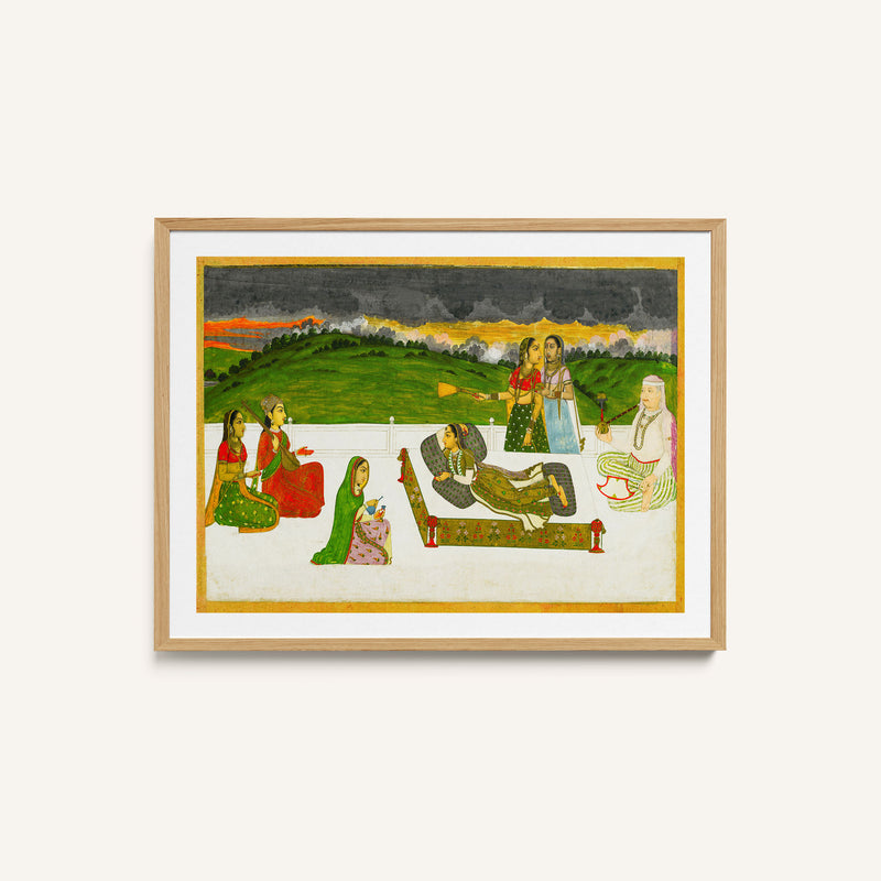 A Princess Reclining on a Terrace with Attendants