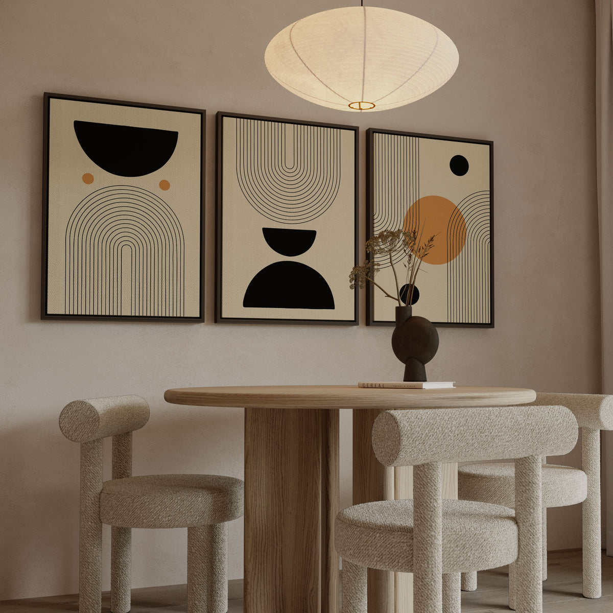 Mid Century Modern Wall Art Shapes, Minimalist Trendy