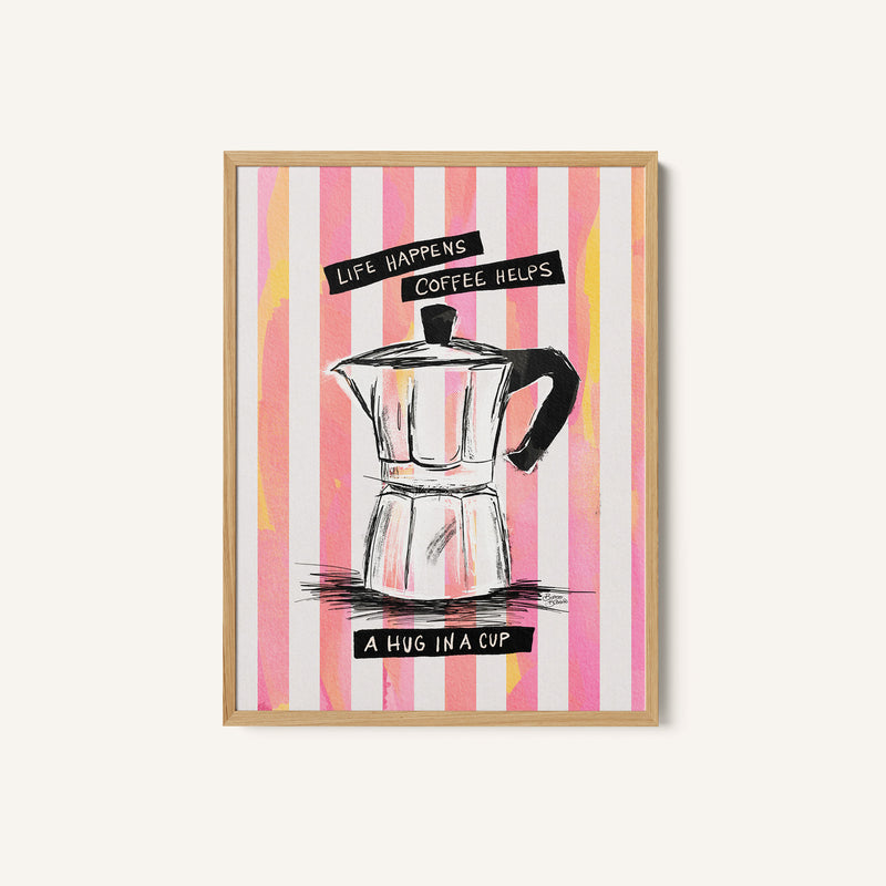 Mocca Coffee on Stripes - Hug in a Cup