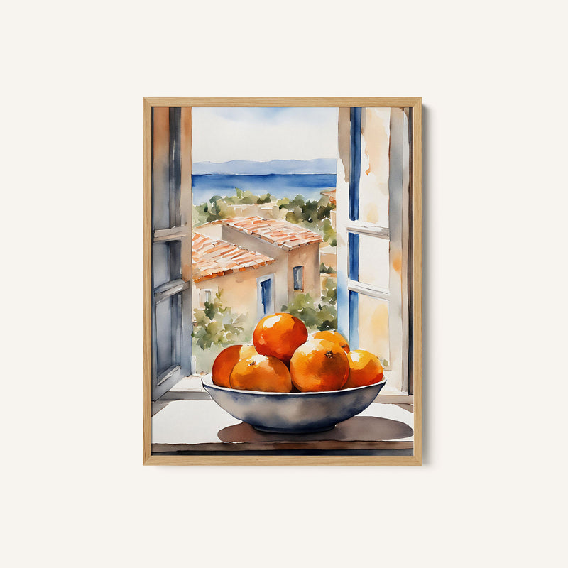 Orangenschale im Fenster
