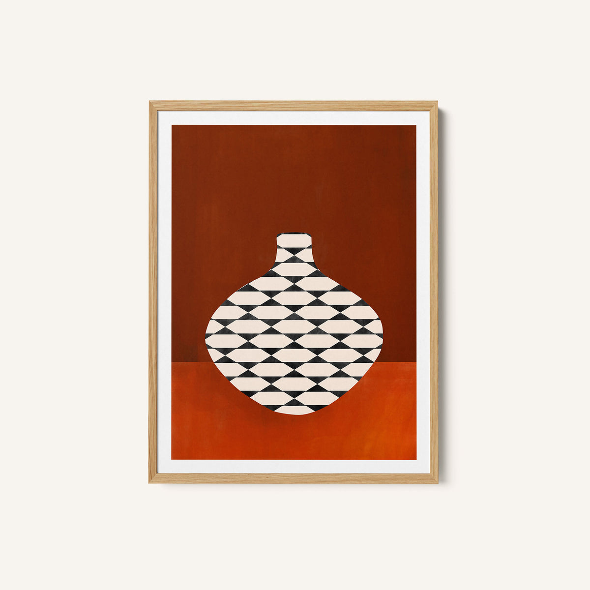 Checkered Vase in Terracotta
