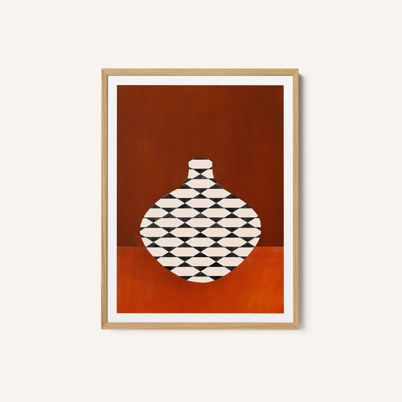 Checkered Vase in Terracotta